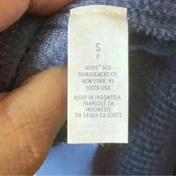 Aerie Pullover 1/4 Zip Women Small Denim Blue Oversized Long Sleeve Sherpa NWOT - Picture 5 of 9